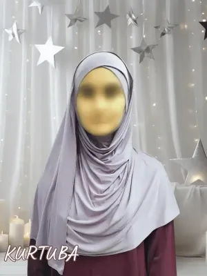 Instant Hijab Ready to Wear - Cross - Gray - Zahra Collection