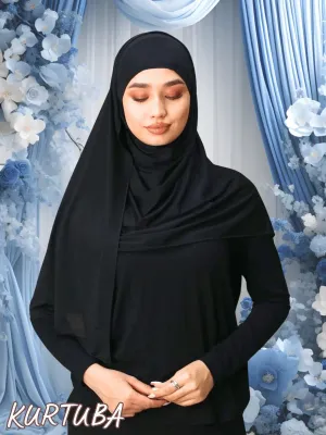 Hijab instantané prêt à porter - Droit - Noir - Collection Zahra