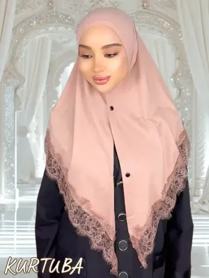 Scarf With Lace - Beige Pink - Collection Amira