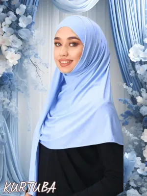 Hijab instantané prêt à porter - Droit - Bleu ciel - Collection Zahra