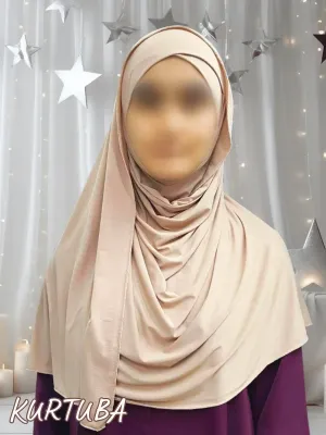Instant Hijab Ready to Wear - Cross - Beige Cappuccino - Zahra  Collection