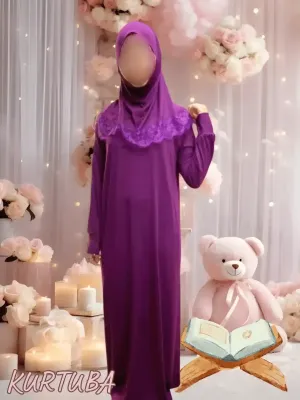 Robe de prière pour fille 7-16 ans bordeaux Jamila