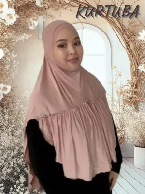 Hijab instantané avec perles - Beige - Collection Leila