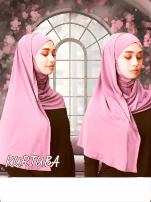Instant Hijab Ready to Wear - Cross - Pink - Zahra Collection