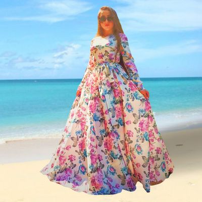 Juliette White Linen Dress With Flowers