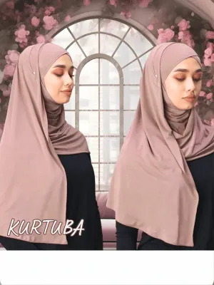 Instant Hijab Ready to Wear - Cross - Beige - Zahra Collection