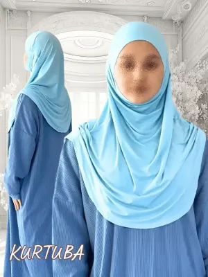 Hijab instantané prêt à porter - Bleu ciel - Collection Sumaya