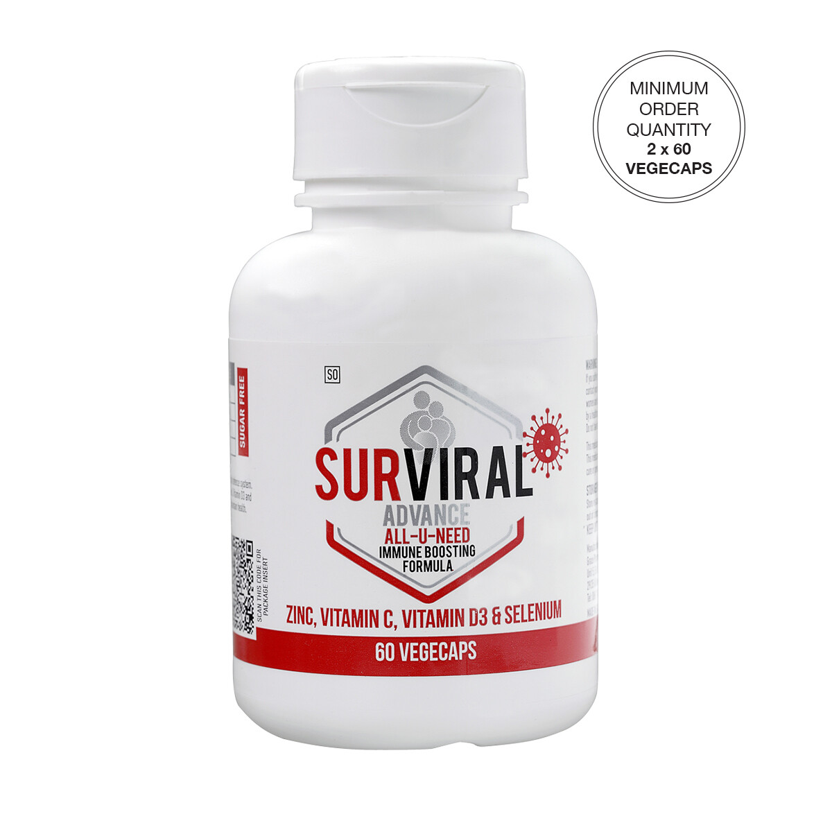 SURVIRAL ADVANCE Zinc, Vit C, Vit D3 &amp; Selenium Vegecaps
[Min. order 2 x 60&#39;s]