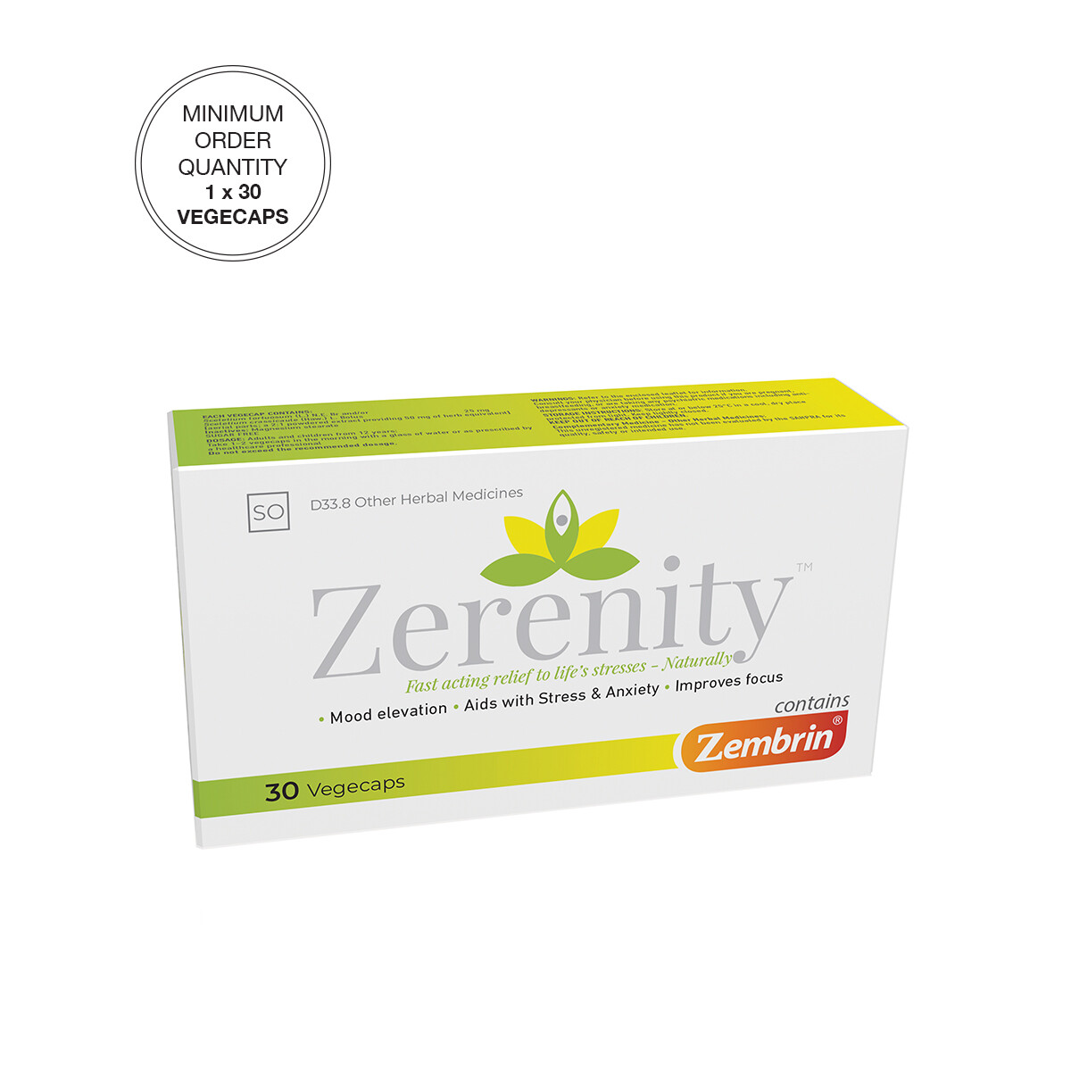 Zerenity 30's Sceletium Tortuosum (L.) N.E. Br and/or Sceletium crassicaule (haw.) L. Bolus [Min. order 1 x 30's]