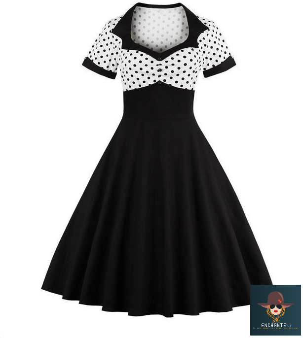 Black and White Polka Dotted Short Dress