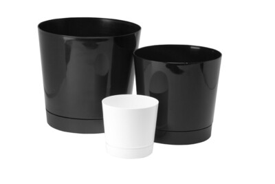 Sleek Cache Pot with Built-In Drainage (Black, Multiple Sizes)