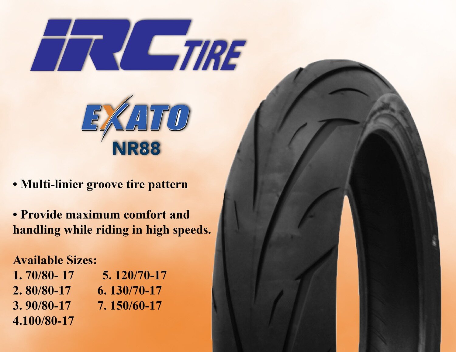 TIRE IRC 150x60x17 NR88 EXATO TL 66S RR
