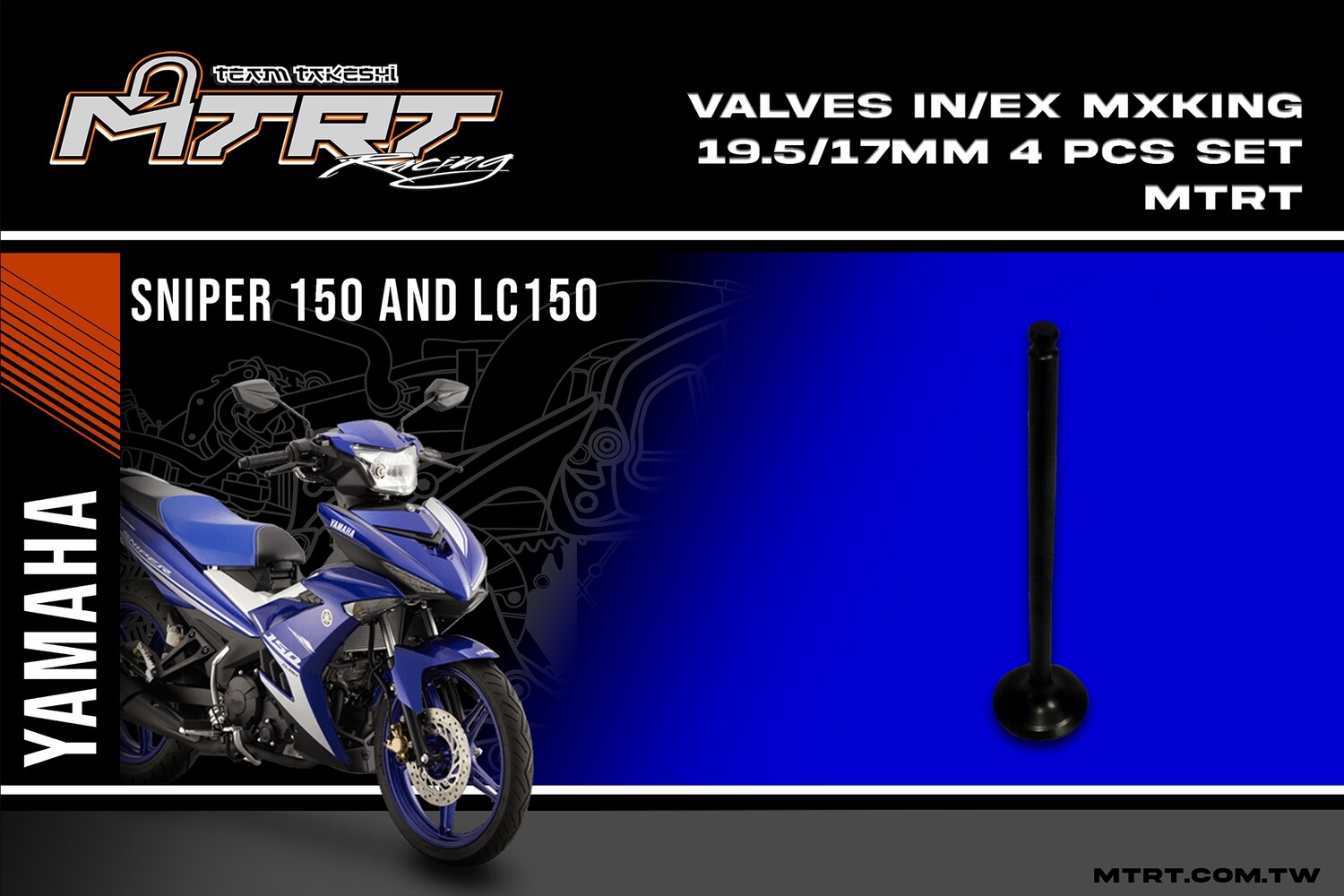 VALVES  IN/EX  SNIPER135/MX KING 19.5/17MM MTRT 4pcsSET