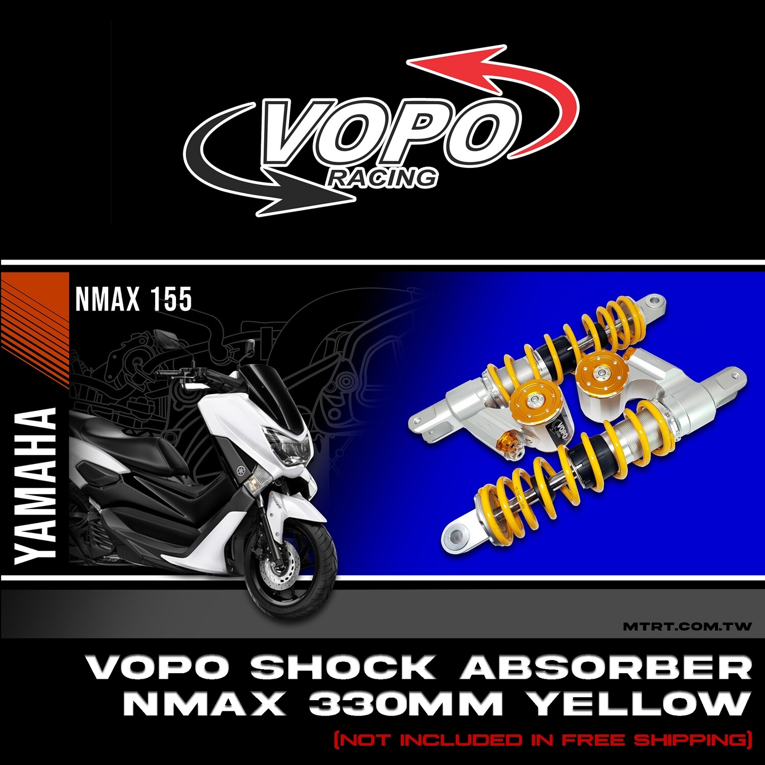 SHOCK ABSORBER NMAX 330MM YELLOW VOPO