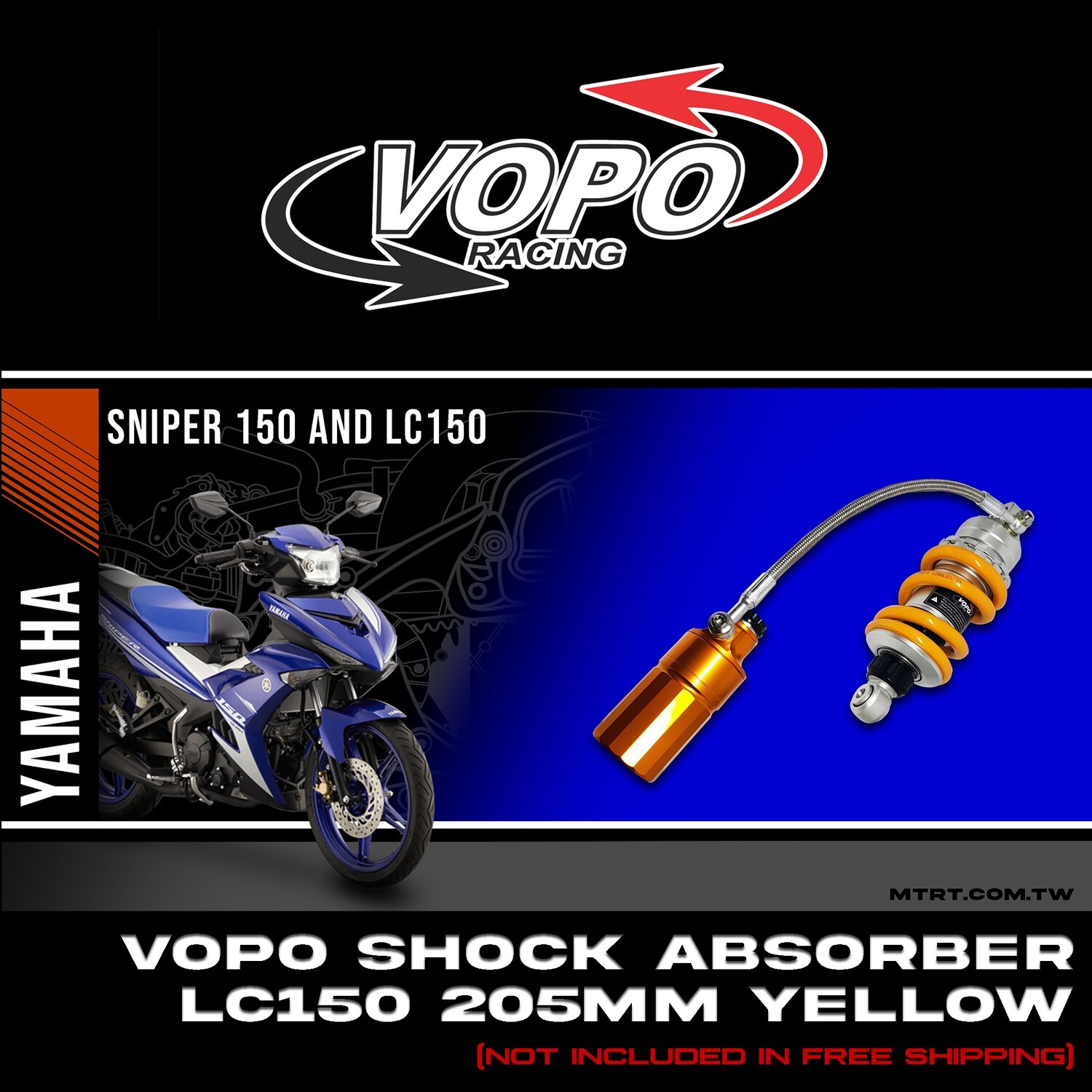 VOPO SHOCK SNIPER150 MXking  YELLOW 205MM