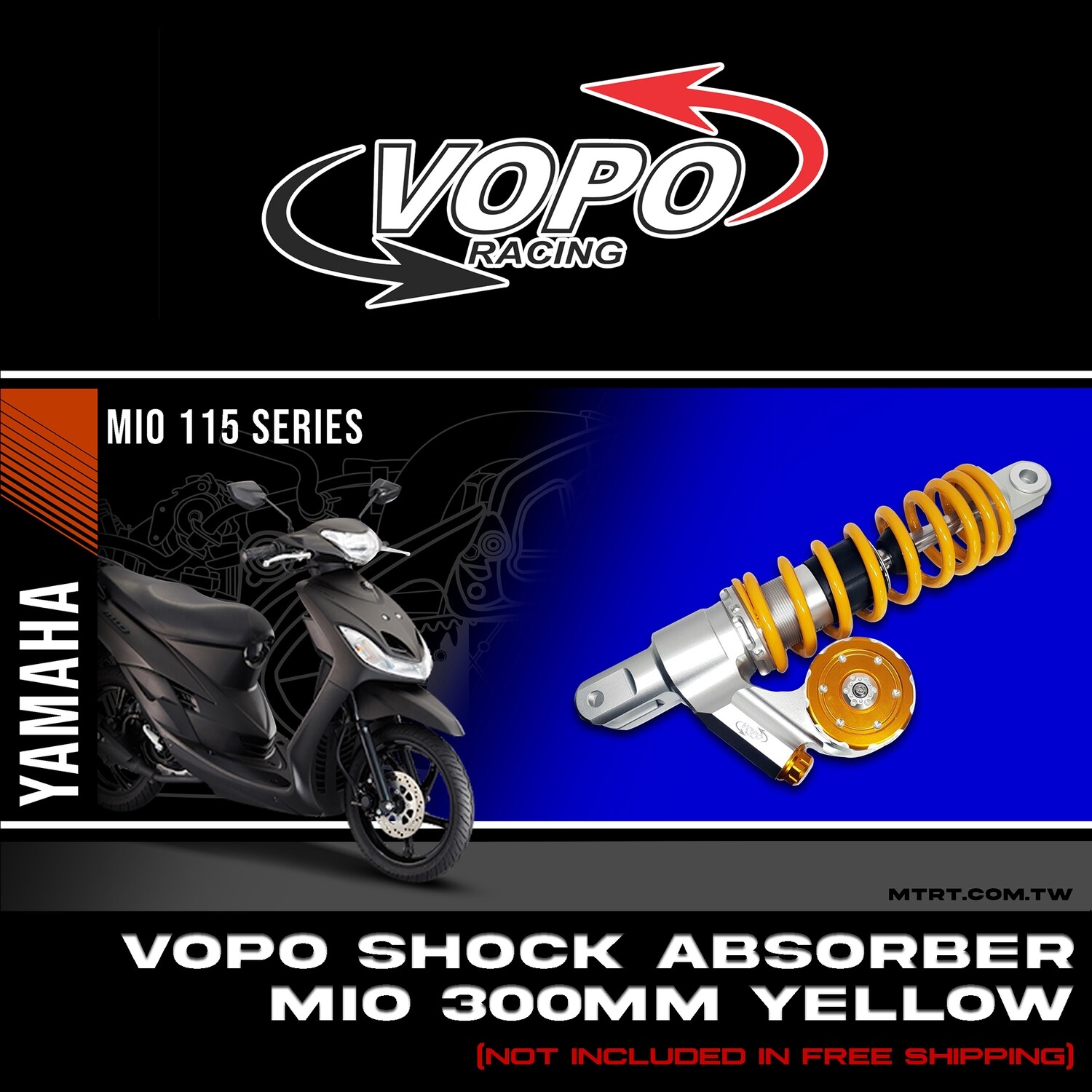SHOCK ABSORBER BEATFI 300MM YELLOW WITH RESERVIOR