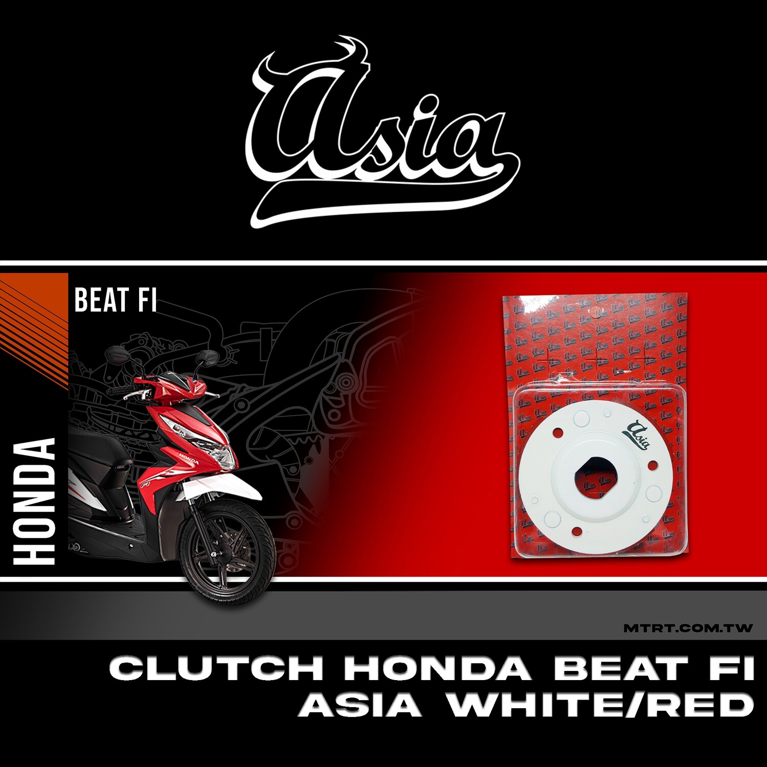 CLUTCH HONDA BEAT Fi  White/Red &quot;ASIA&quot;