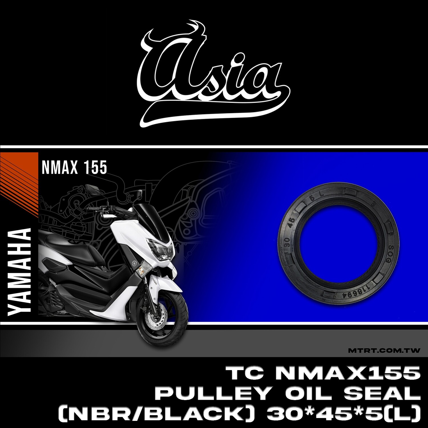 PULLEY OIL SEAL 30x45x5(L) NMAX155(VITON)BLACK