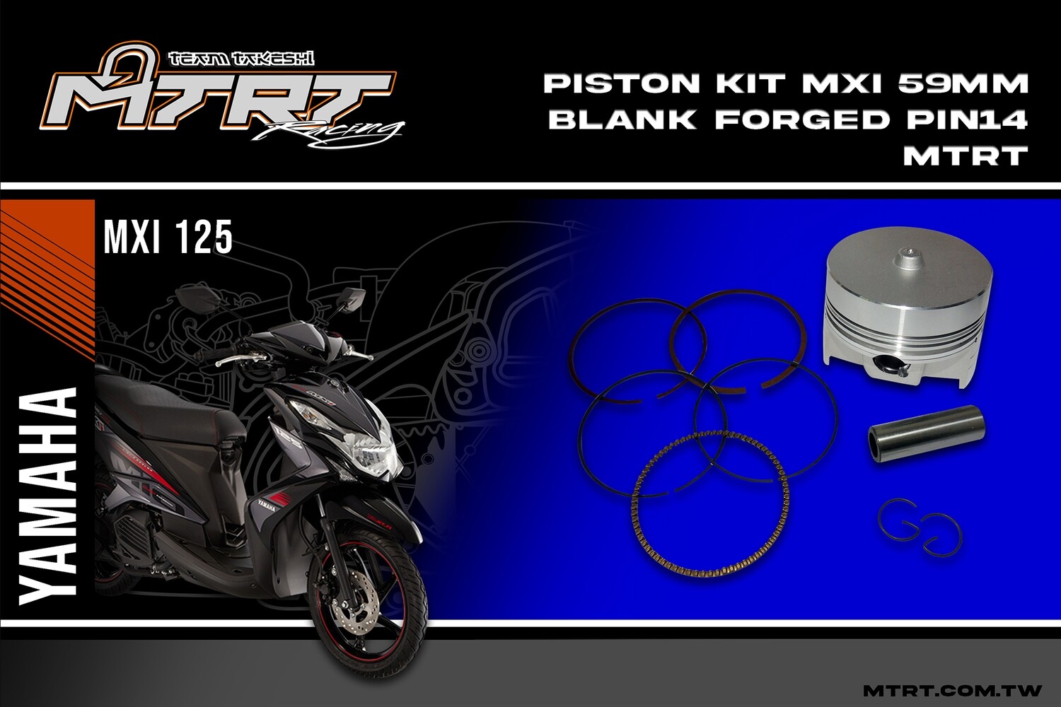 PISTON KIT 59MM BLANK FORGED Pin14 MTRT