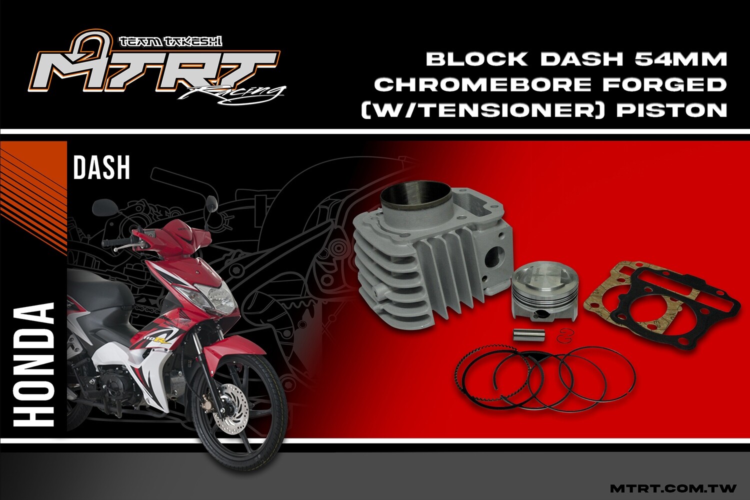 54MM DASH110 Chromebore Block with Forged piston and tensioner MTRT