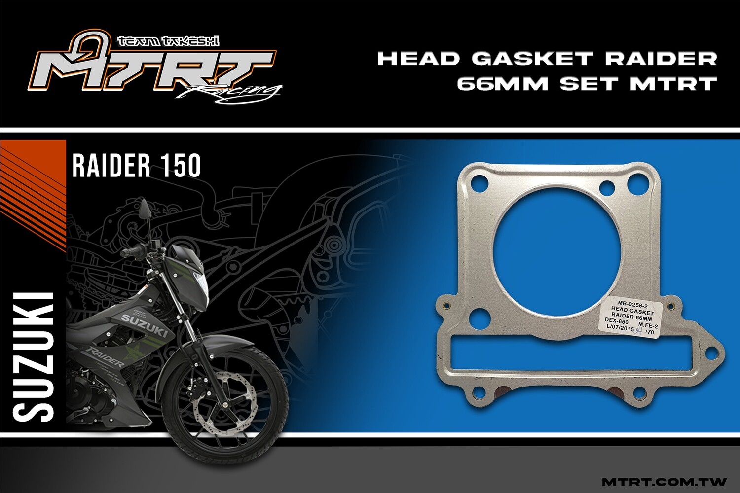 HEAD GASKET  RAIDER 66MM SET MTRT
