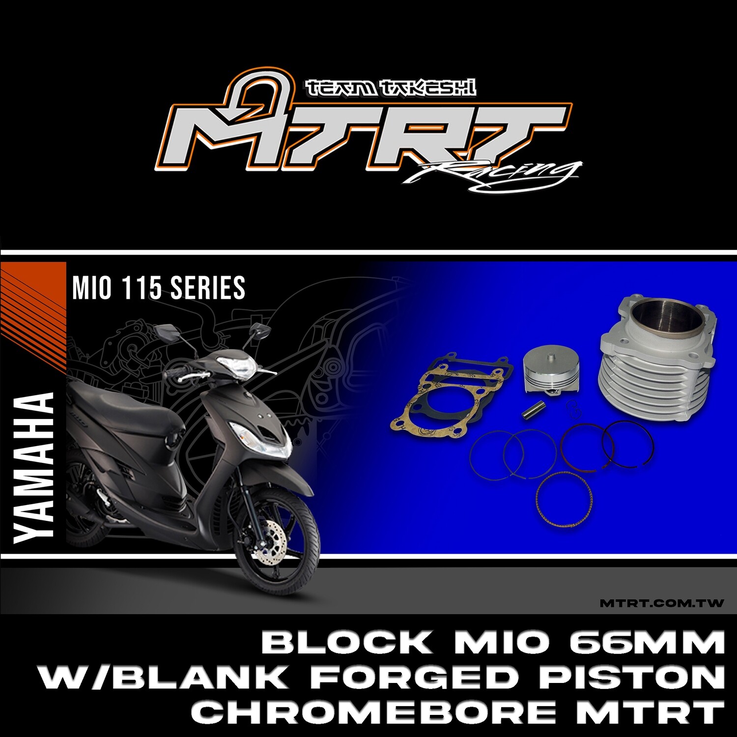 BLOCK MIO 66MM wBlank forged piston Chromebore  MTRT
