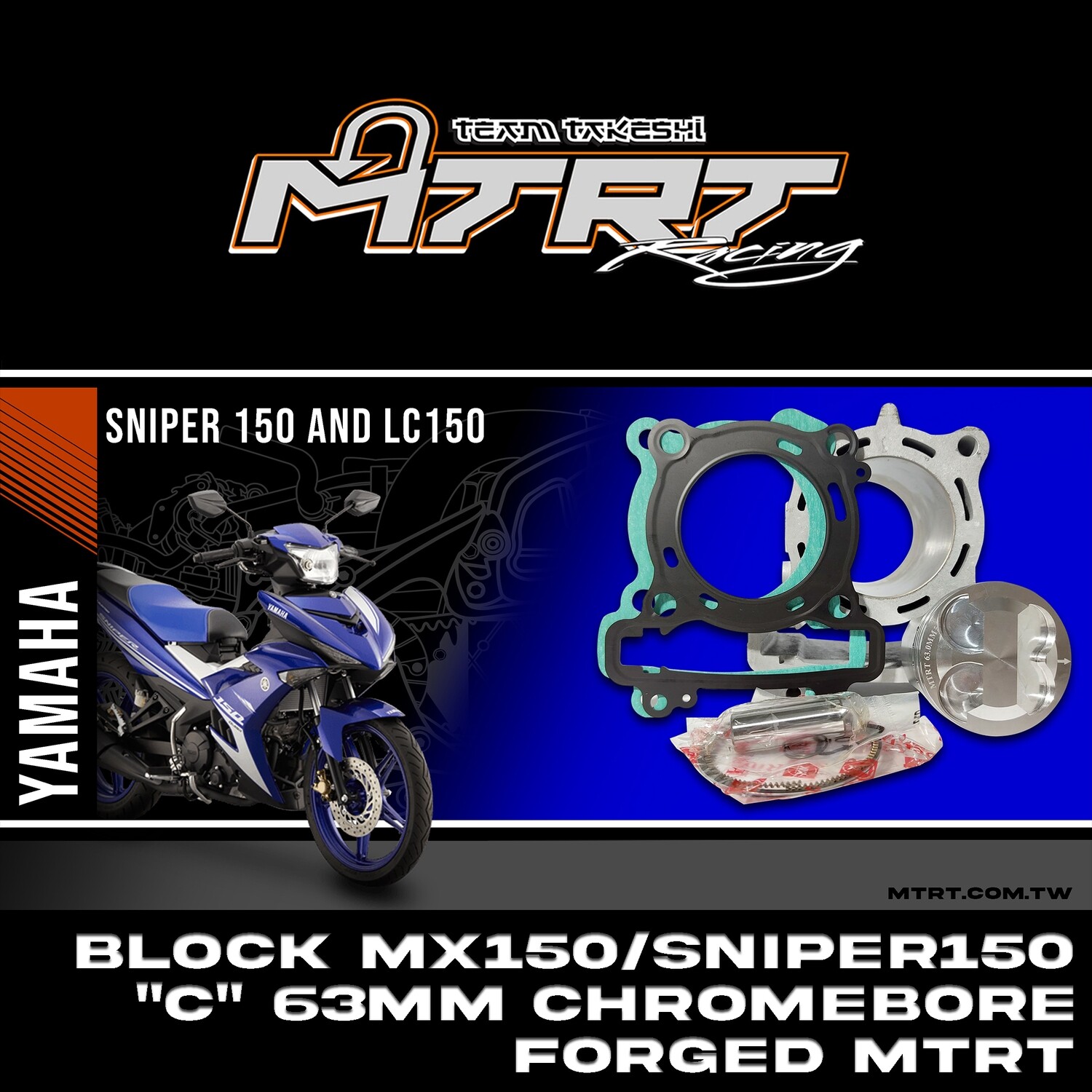 BLOCK MX150/SNIPER150 &quot;C&quot;  63mm CHROMEBORE FORGED  MTRT