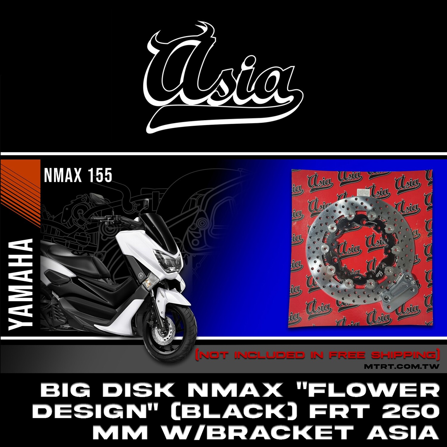 BIG DISK NMAX /Aerox "FLOWER DESIGN" (BLACK) FRT 260MM w/bracket  ASIA