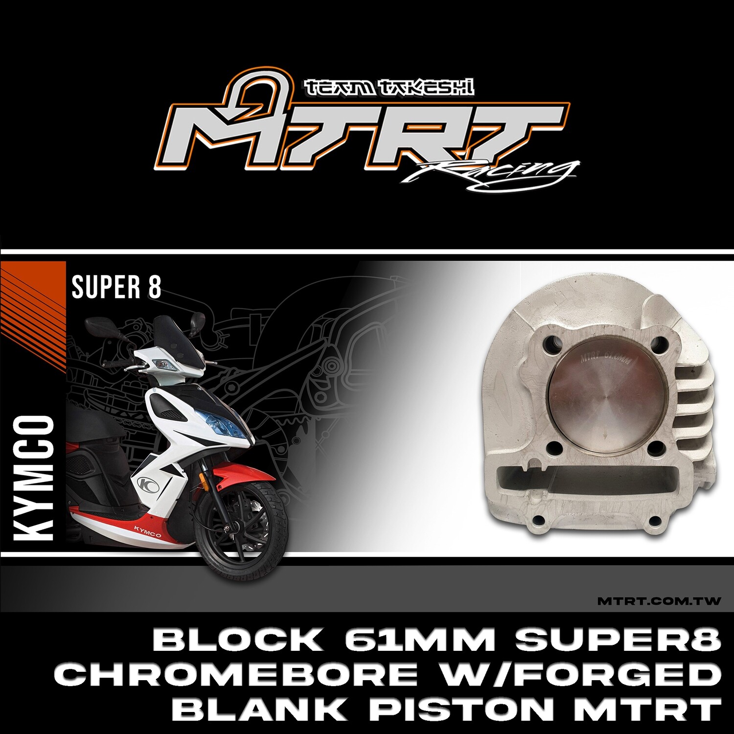 61MM SUPER8 Chromebore Block with Forged Blank Piston MTRT