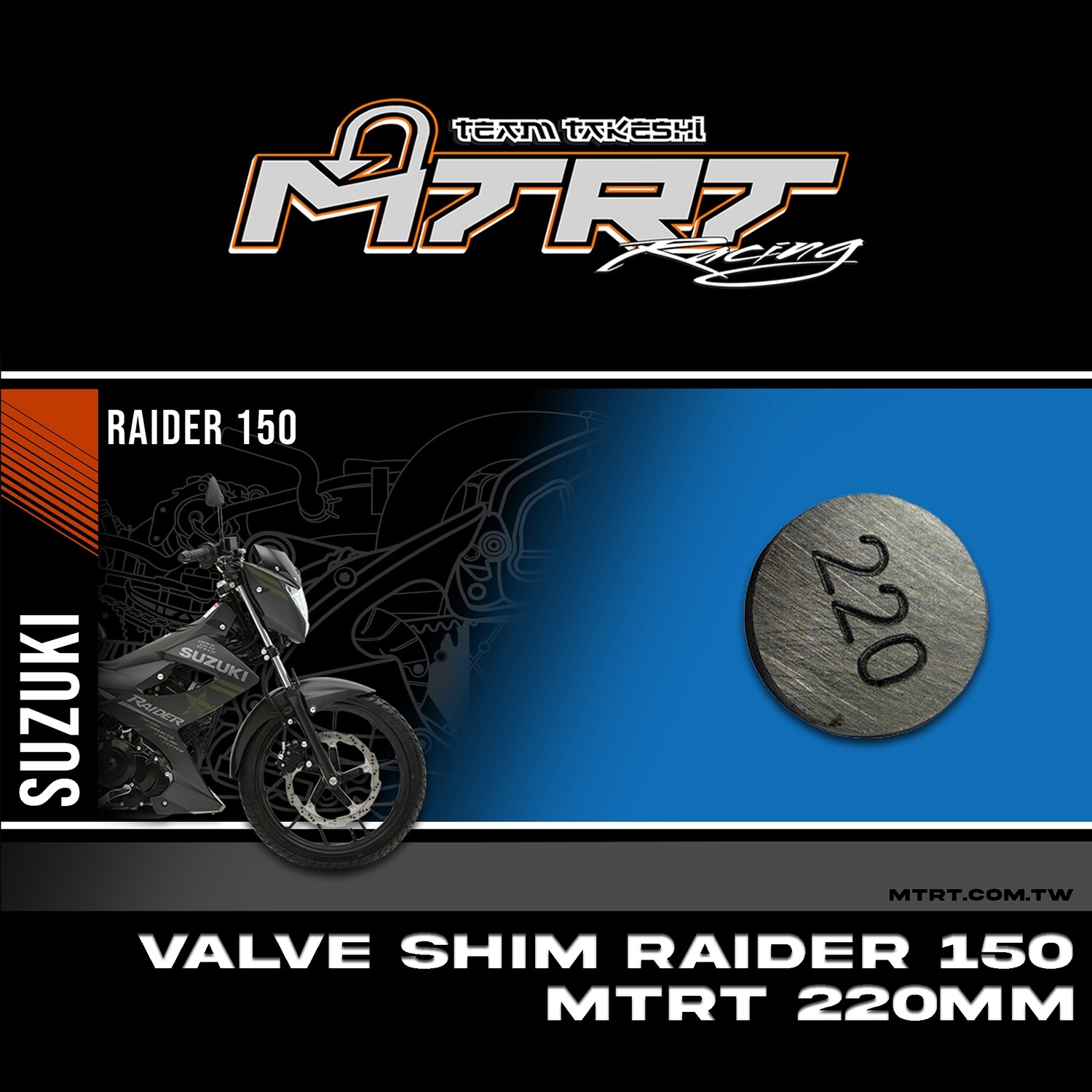 VALVE SHIM RAIDER150CBR MTRT 220mm M-Op1