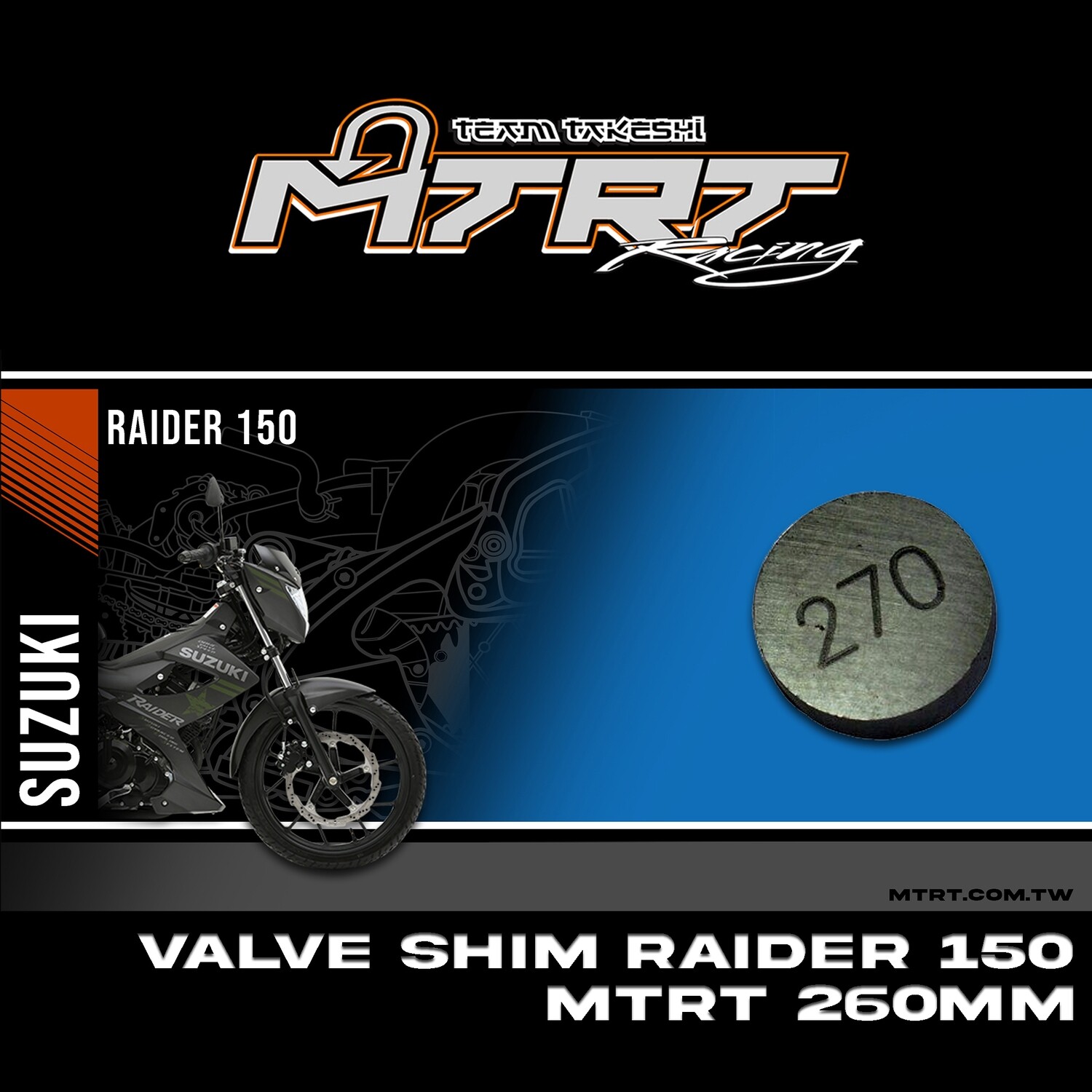 VALVE SHIM RAIDER150CBR MTRT 270mm M-Op1