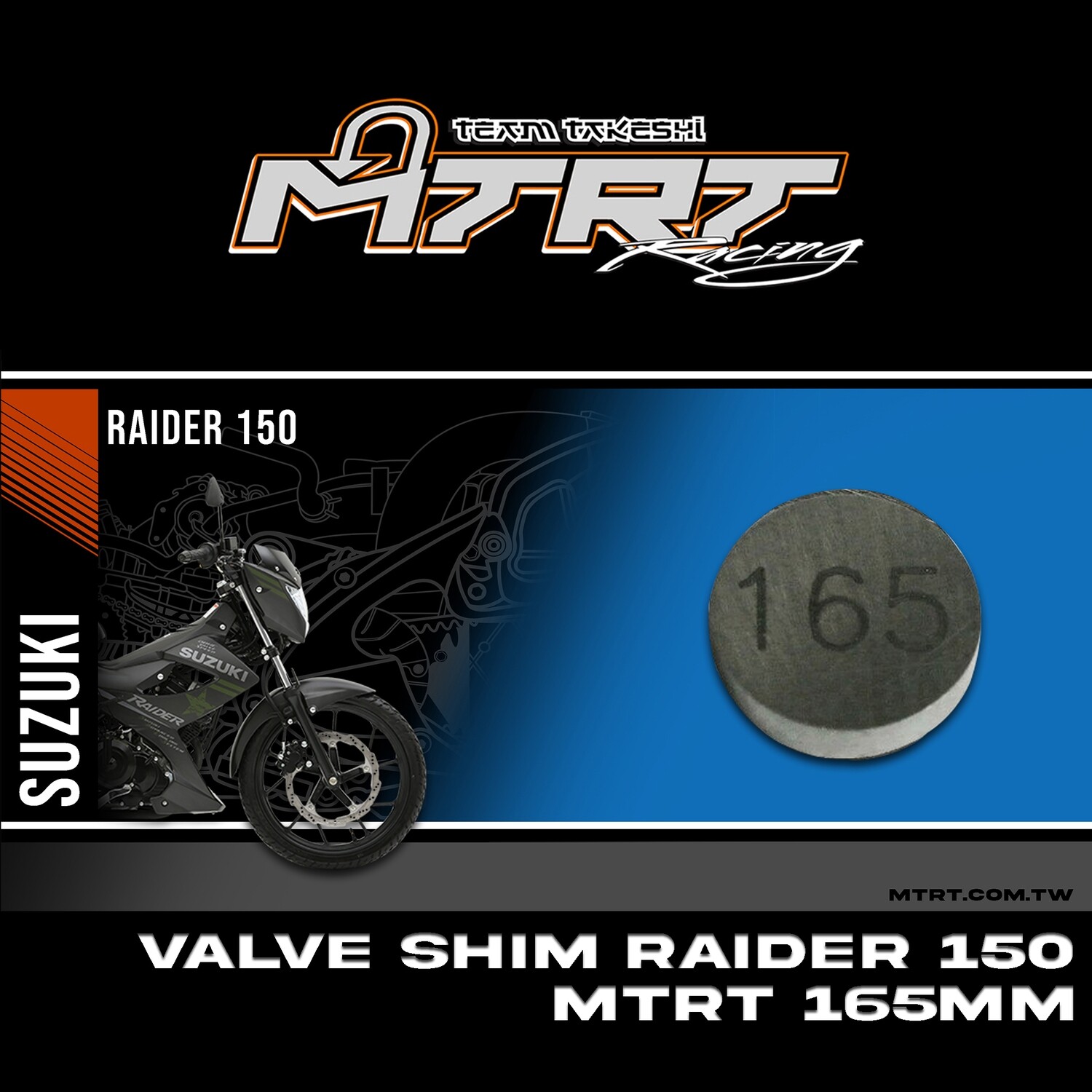 VALVE SHIM RAIDER150CBR MTRT 165mm M-Op1