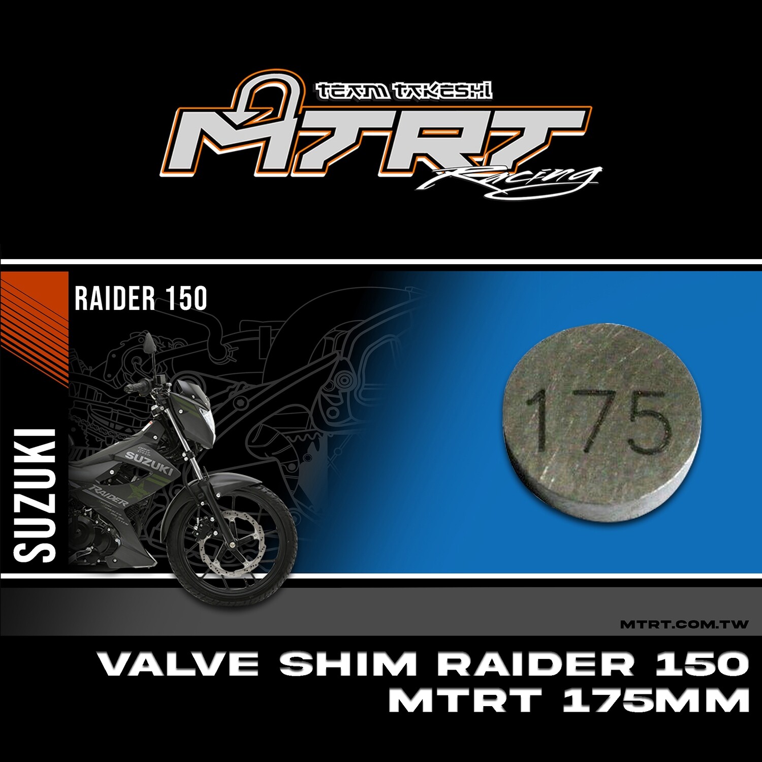 VALVE SHIM RAIDER150CBR MTRT 175mm