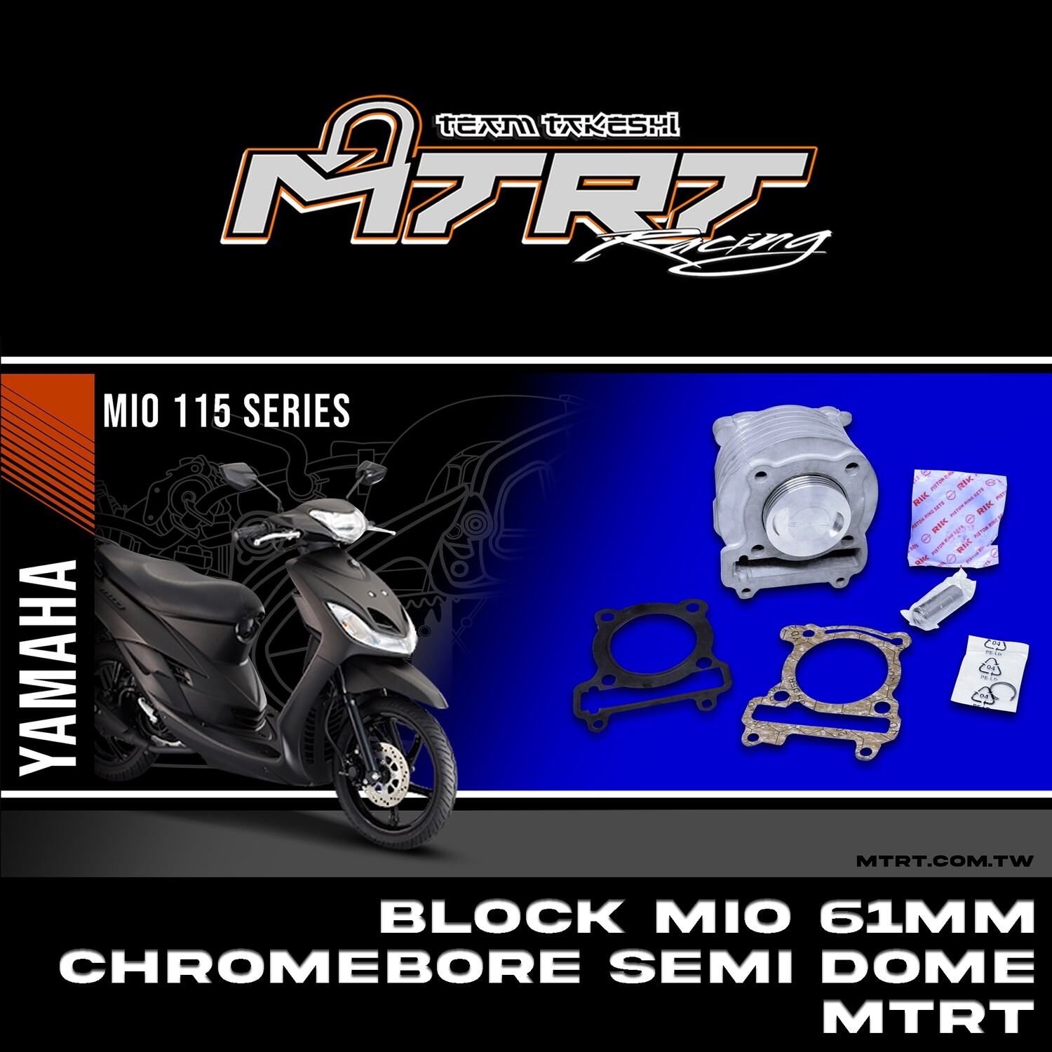 BLOCK MIO 61mm Chromebone Semi-Dome piston MTRT