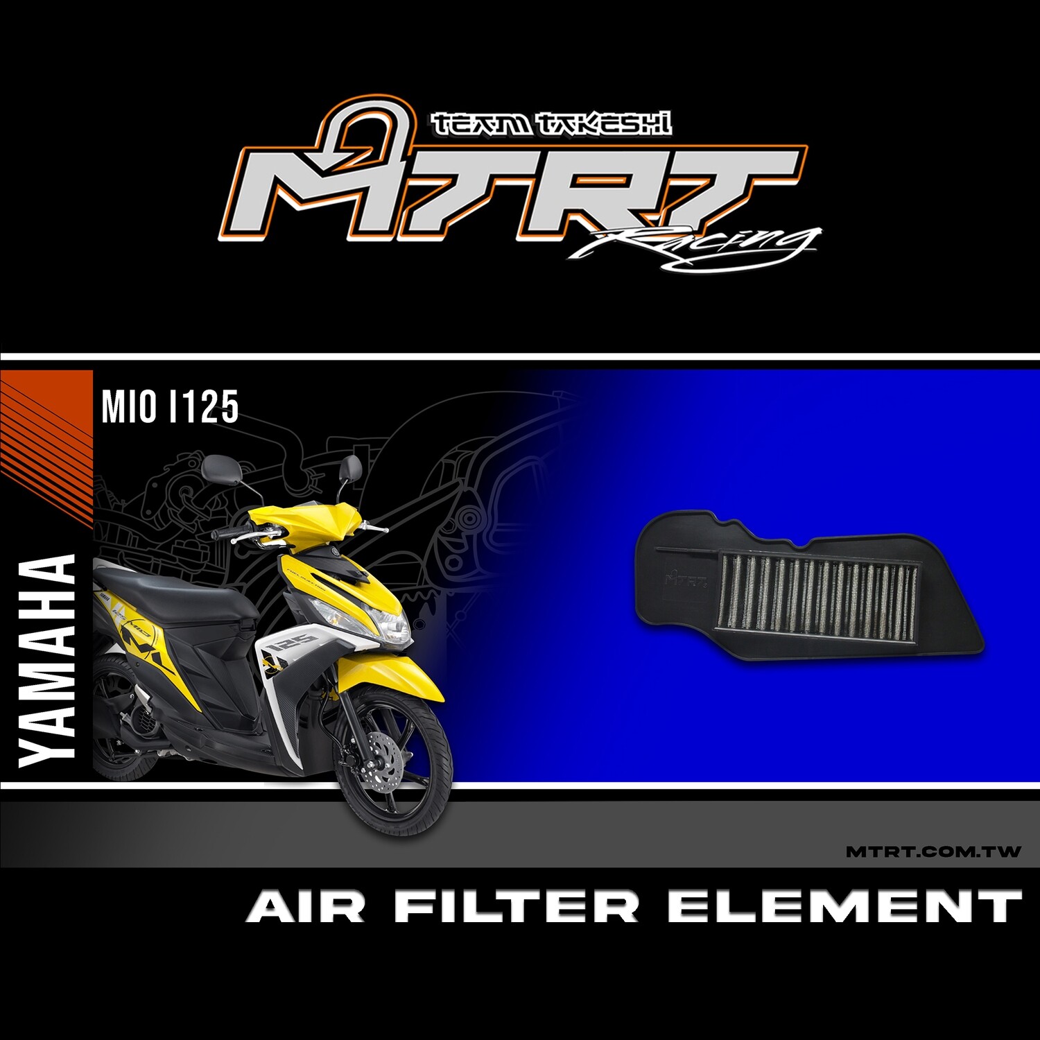 AIR FILTER MIOi125 "MTRT" Hi-flow filter