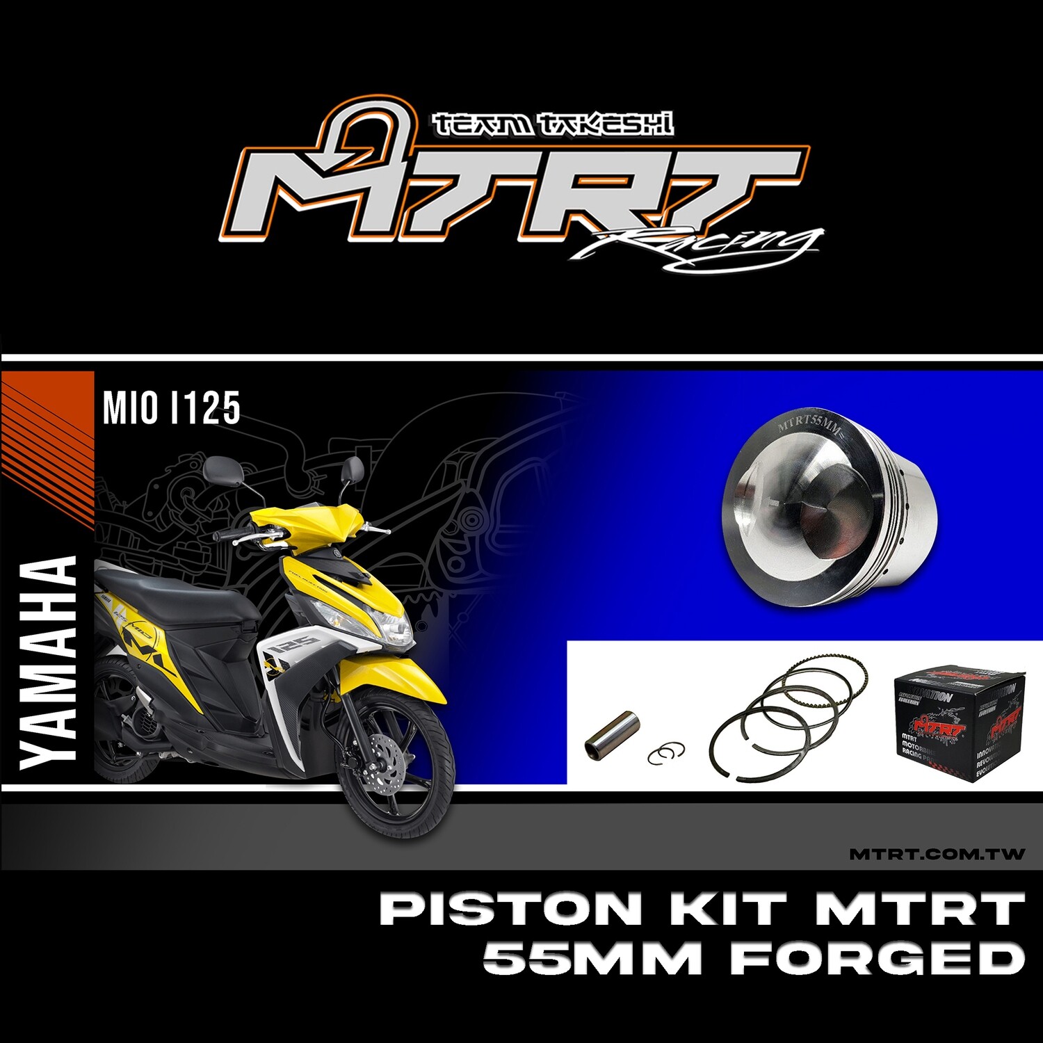 PISTON  KIT  MIOi125  55MM FORGED pin13  MTRT