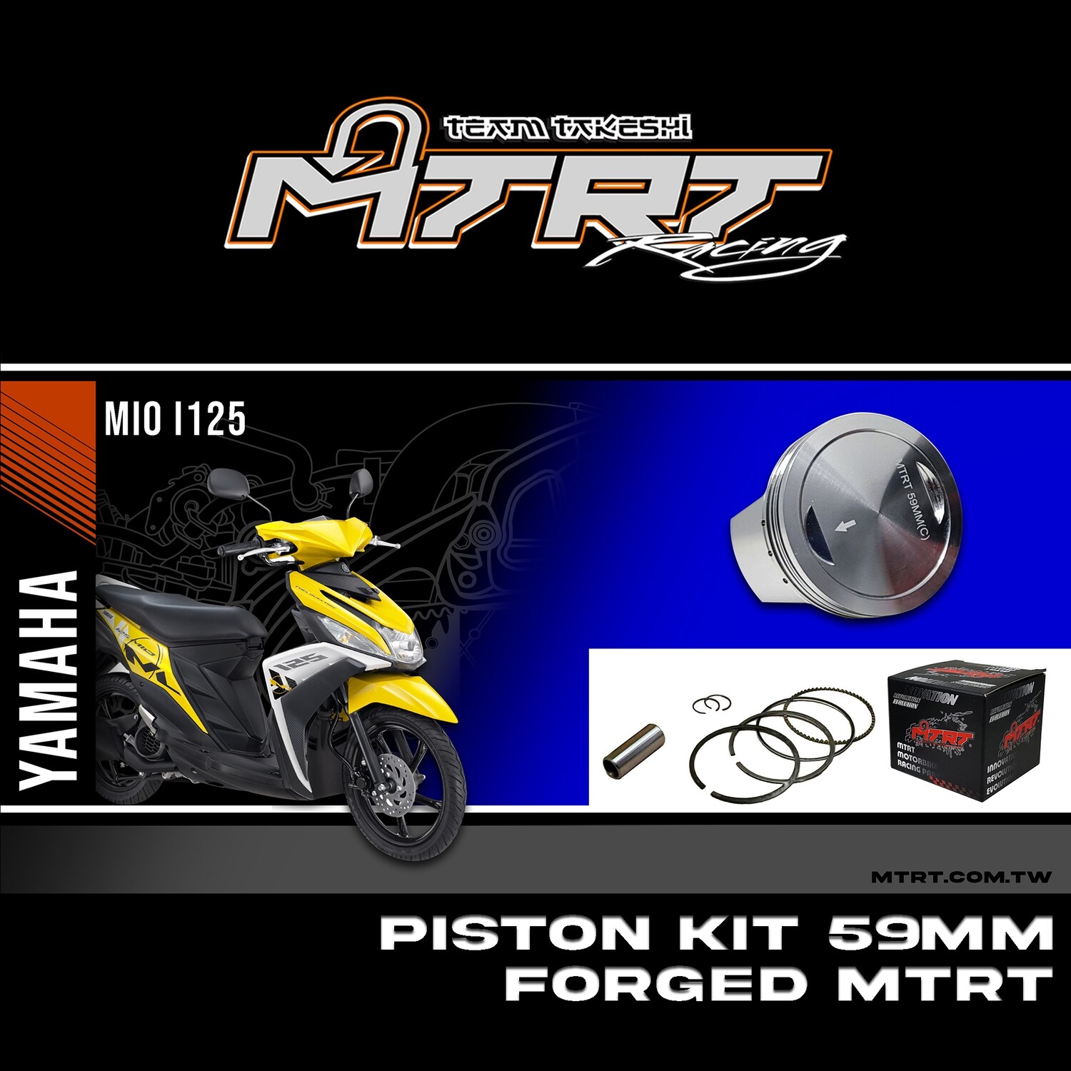 PISTON KIT MIOi125 59MM FORGED pin13 MTRT