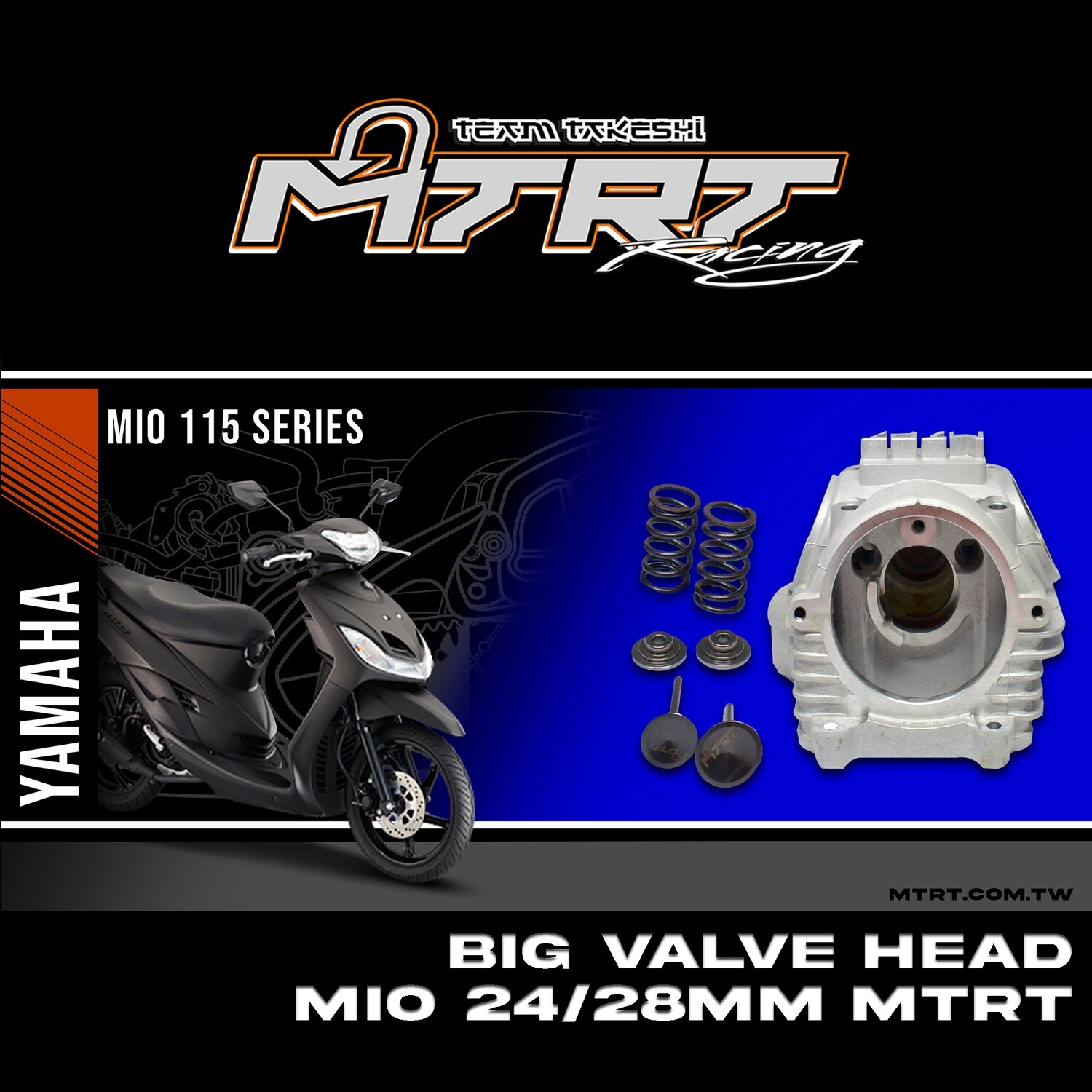 BIG VALVE HEAD MIO 24/28mm(plus metal retainer,valvespring6t,valves)