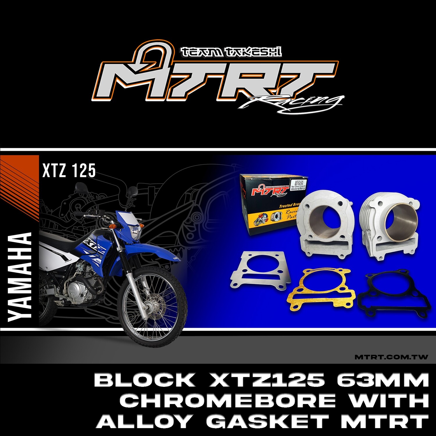 MTRT 63MM CHROMEBORE BLOCK only with alloy gasket for  XTZ125