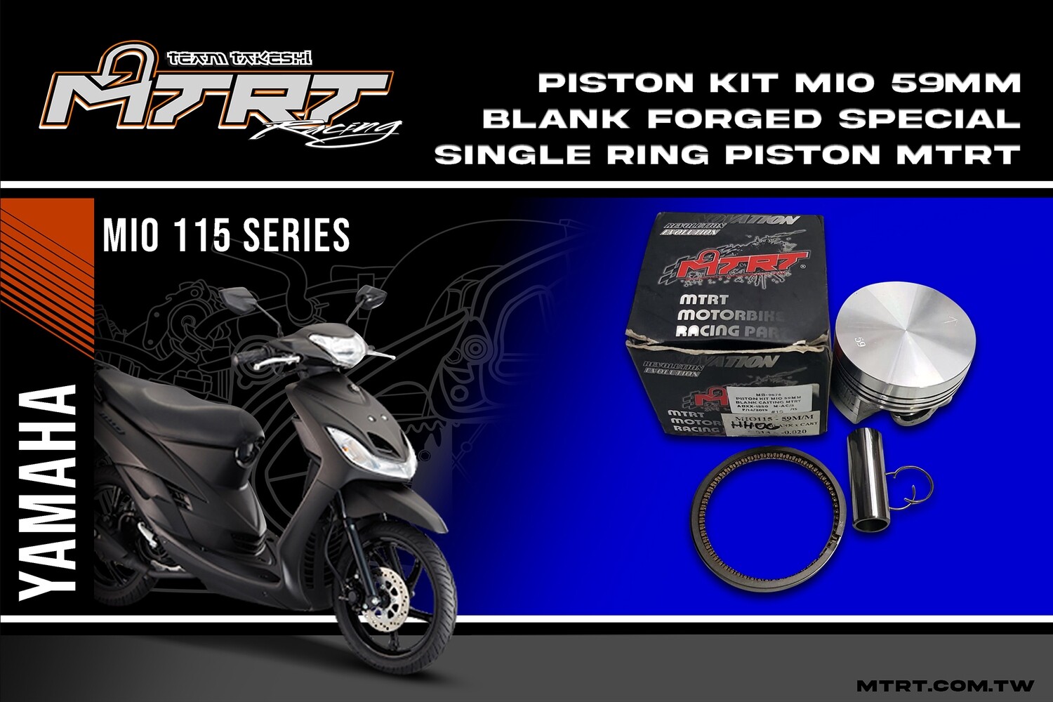 PISTON KIT MIO 59MM BLANK Forged Special SINGLE RING piston MTRT