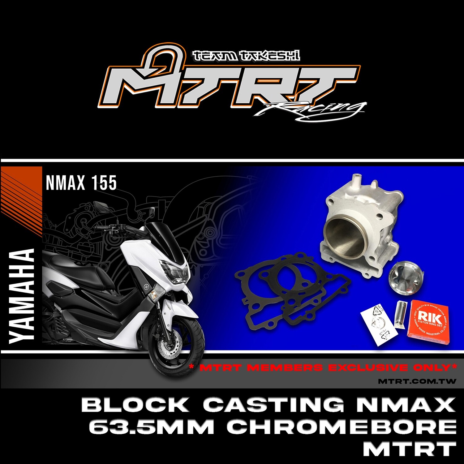 BLOCK Casting NMAX/AEROX/R15 V3  63.5MM Chromebore  MTRT