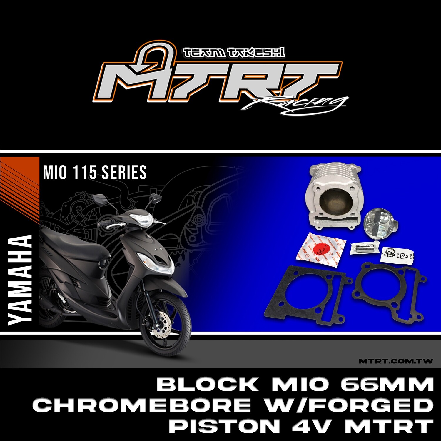 BLOCK MIO 66MM Chromebore w/ forged piston 4V MTRT