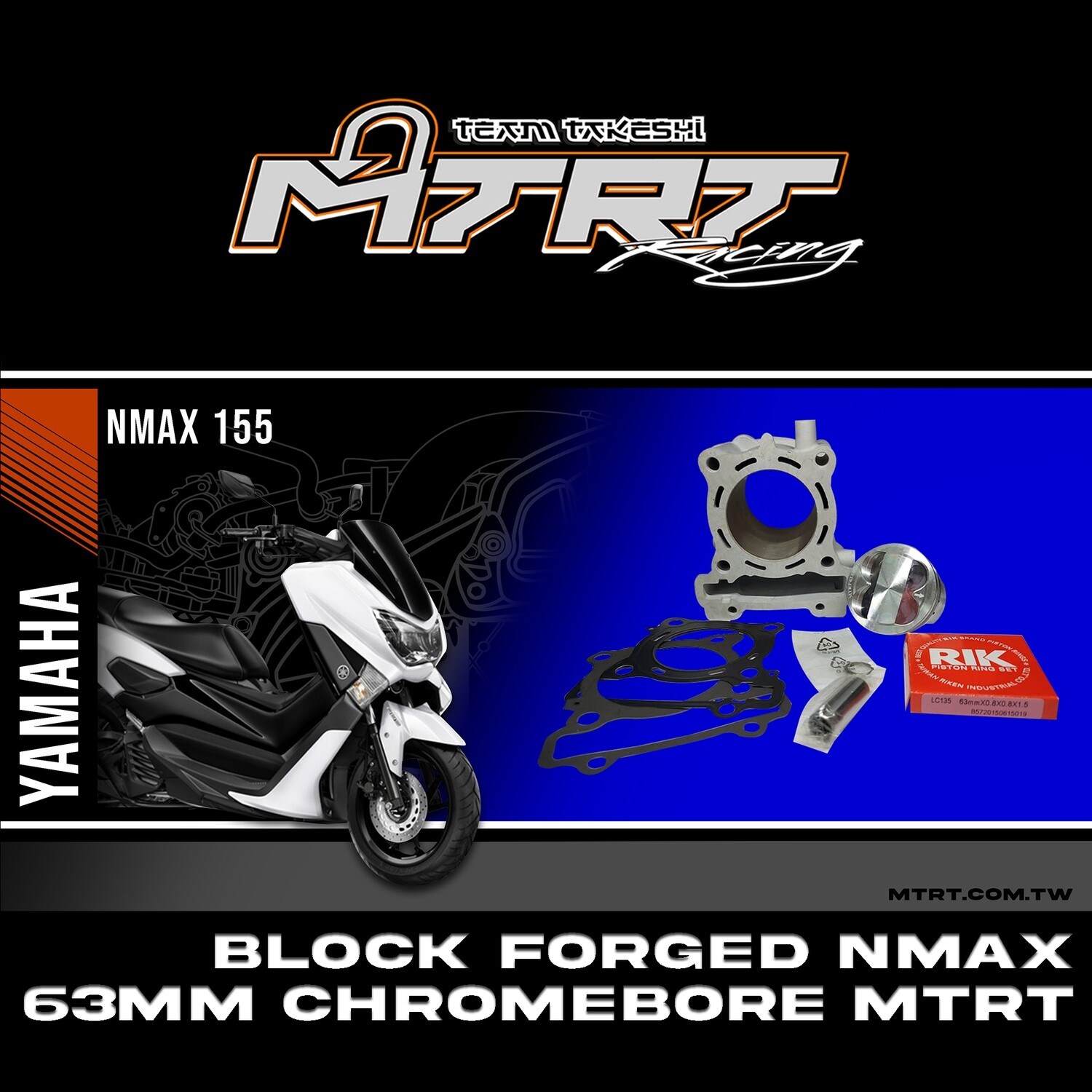 BLOCK Forged NMAX/AEROX/R15 V3  63MM Chromebore MTRT