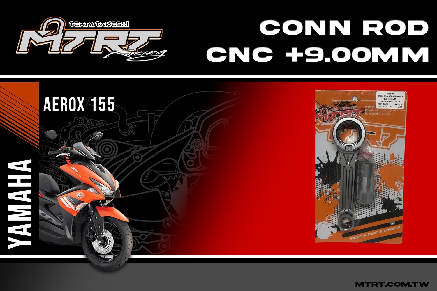 CONN ROD SET AEROX155  +9.0MM 101*28*14 CNC MTRT
