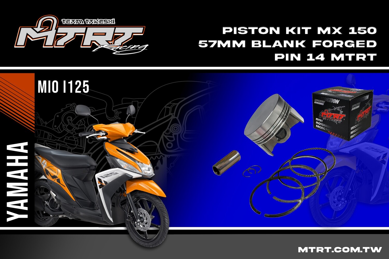 PISTON KIT MIOi125 59MM BLANK FORGED MTRT