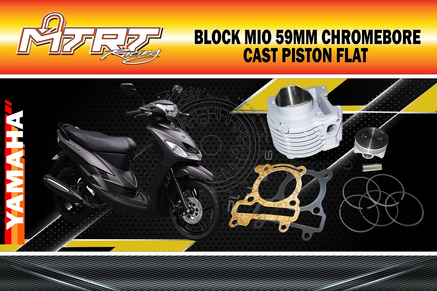 BLOCK MIO 59mm Chromebore cast piston FLAT MTRT