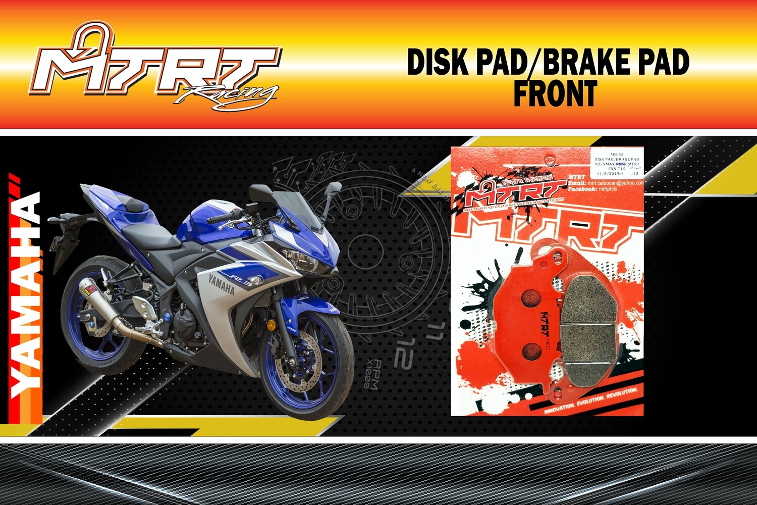 DISK PAD/BRAKE PAD R3 FRONT / XMAX FRONT  MTRT