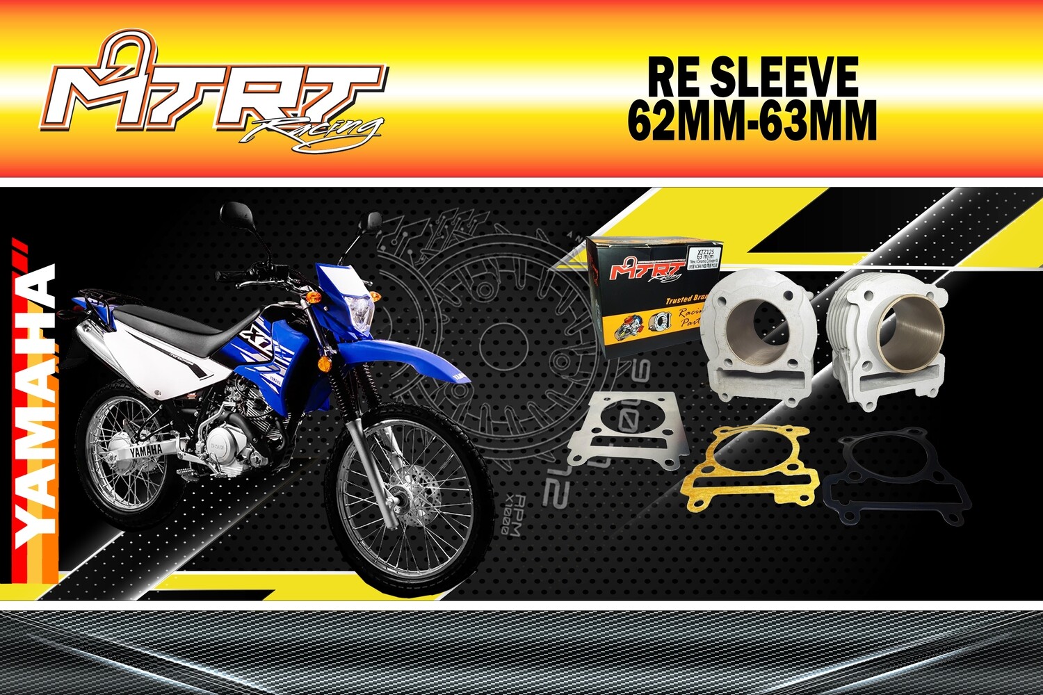 MTRT 63MM CHROMEBORE BLOCK only with alloy gasket for XTZ125