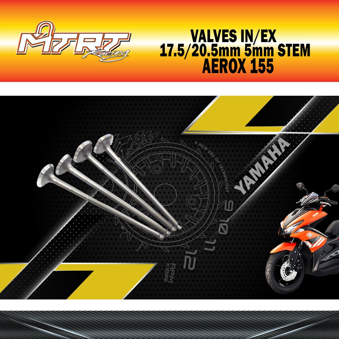 VALVES IN/EX AEROX/NMAX 2020 17.5/20.5MM 5MM STEM MTRT