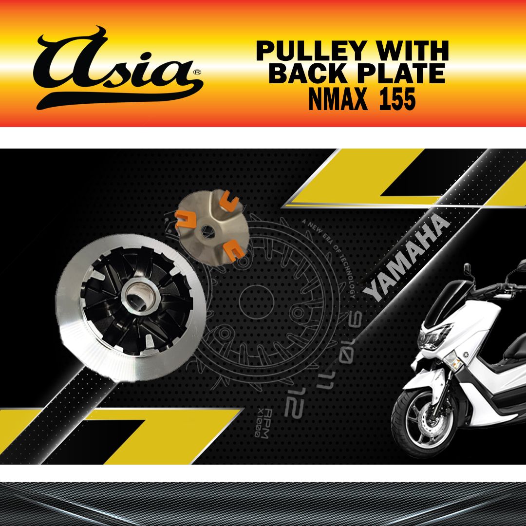 PULLEY with BACK PLATE NMAX &quot;ASIA&quot; BLACK